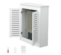 ModernRadiator Cover with 2 Doors Stylish Hollow Design for Home Living Room & Bedroom Functional Shelf to Hide Cluttered Pipes (White 50x60x15cm/20x24x6in)
