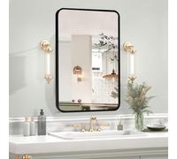 moderntop 70×50cm Black Aluminium Framed Bathroom Wall Mirror - Modern Square Wall-Mounted Mirror for Bathroom, Bedroom, Living Room & Hallway (Horizontal/Vertical Installation) - Moisture-Resistant