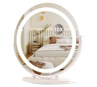 moderntop Hollywood Vanity Mirror with Lights,48cm Round LED Makeup Mirror with 3 Lighting Modes,10x Magnifying,Touch Control,Dimmable Light,360° Rotation,for Bedroom and Dressing Room,White