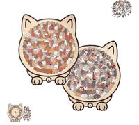 Moderobot 135-Piece Morandi-Colored Cat Shaped Wooden Jigsaw Puzzle, Cat-Shaped Wooden Puzzle 135 Pieces - Challenging Irregular Jigsaw, Unique Cut Pieces, As Home Decor Gift (2PC-A+B)