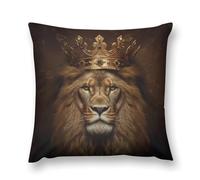 moderw Crown Lion Throw Pillow Cover Wildlife Safari King Animal Sofa Pillowcases Boho African Wild Animals Lion Head Black Couch Pillows Cushion Case for Farmhouse Bed Chair 18x18inch