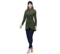 Modest Muslim Swimwear for Women Full Coverage 3 Pieces Swimming Beachwear Swimsuit with Front Zipper