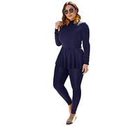 Modest Swimwear for Women, Burkini Swimsuit for Ladies, Women's Full Body Bathing Suit Muslim Swimsuit One Piece Swimming Bodysuit Long Sleeve Front Zip Islamic Swimming Costume Navy Blue L
