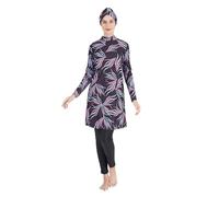 Modest Swimwear for Women, Muslim Swimsuit Beachwear Islamic Full Coverage Burkini 3-Piece Swimming Costume with Hijab (UK, Alpha, L, Regular, Regular, Vibrant Bloom)