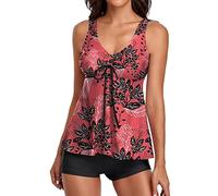 Modest Tankini Sets for Women UK Sale Clearance Ladies Two Piece Bathing Suits Floral Print Tank Top with Boyshorts Tummy Control Swimming Costume
