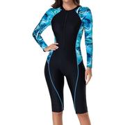 Modest Women's Swim Dress with Long Sleeves and Rash Guard Protection - Full Coverage Tummy Control Swimsuit, UPF 50+ Sun Protection, Conservative Design for Casual Beach Outings and Holiday
