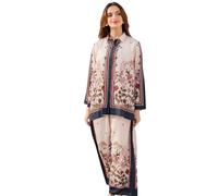 Modestouze Attires Cord Set for Women Cotton Stylish Poly Rayon Long Sleeves Turkish Co Ord Mandarin Neck Floral Print Western Co Order Set for Women, Wear as Office Coat, Travel Coord, Cot, White, M