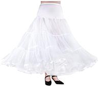 Modeway Women's Puffy Tulle Petticoat Skirt for Under Dresses, Long Crinoline Underskirt for Wedding, Prom, Parties, White, Large