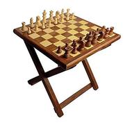 Modfash Premium Quality Handmade Wooden Table Chess - Foldable with Storage Box (12 Inch) in Multicolor- Tournament Chess Table
