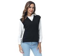 MODFUL Women Sleeveless Jumper V Neck Sweater Vest Knitted Tank Top | Womens Sleeveless Basic Jumpers Knitwear for Modern Ladies Girls