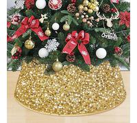 MODFUNS 28.8 Inch Christmas Tree Collar - Gold Sparkling Large Xmas Tree Ring Felt Cover