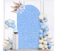 MODFUNS Arch Covers Sequin Light Blue Spandex Arch Cover 6.6ft Glitter Arch Cover Backdrop Fabric Wedding Arch Covers Stretchy Backdrop Sequin Arch Back Drop for Party Anniversary Birthday Decor