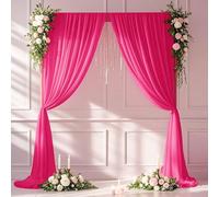 MODFUNS Hot Pink Sheer Curtains Chiffon Backdrop Curtains 29x120 Inch 2 Panels Sheer Drapes Curtain for Parties Wedding Arch Draping Fabric 10 FT Tulle Curtain Swag Stage