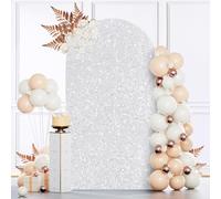 MODFUNS Sequin Arch Cover Silver 6FT Arch Cover Wedding Arch Backdrop Cover for Arch Stand Glittering Chiara Arch Cover Backdrop Fabric Spandex Arch Cover Panels for Metal Arch Frame Prom Party Decor