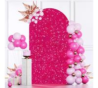MODFUNS Sparkle Arch Cover Hot Pink Sequin Arch Stand Cover 2.6x6ft Wedding Arch Cover Fitted Spandex Arch Cover Stretchy Arch Cover Round Top Covers for Arch Vintage Cover for Ceremony Banquet
