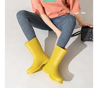 MODFUSDF Rain Boots Women's Outer Wear Japanese Rain Boots Summer Mid-Calf Lightweight Cute Women& Rain Shoes New Non-Slip Rubber Shoes