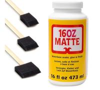 Mod Podge CS11302 16 oz Matte Waterbase Sealer, Glue and Finish, Clear with 3 Foam Brushes