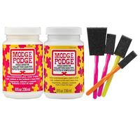 Modge Podge Puzzle Saver Kit | Matte & Gloss Water-based Glue, Sealer & Finish 8 fl oz Twin Pack with 4-pack Foam Brush Set | Quick-Drying, Non-Toxic, Craft Adhesive for Decoupage & DIY Projects