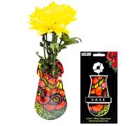 MODGY Expandable Flower Vase Plastic Decorative Modern Vases for Flowers Centerpieces Dining Table Decor Living Room Bathroom Wedding Office, with Suction Cup, Louis C. Tiffany Poppies, 7.5” x 4”