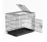 ModHm Dog Crates, Durable Duty Foldable Metal Dog Cage, Includes Two Doors and Chew-Resistant Detachable Leak Proof Pan, 75 x 47 x 57 cm (Black)