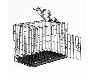 ModHm Dog Crates, Durable Duty Foldable Metal Dog Cage, Includes Two Doors and Chew-Resistant Detachable Leak Proof Pan, 60 x 43 x 49 cm (Black)