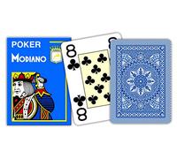 POKER MODIANO BLUE PLASTIC PLAYING CARDS 4 LARGE INDEX POKER SIZE MADE ITALY NEW