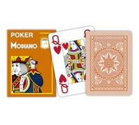 MODIANO POKER PLAYING CARDS DECK BROWN 4 JUMBO LARGE INDEX ITALY PLASTIC NEW