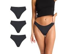 Modibodi Period Pants for Women - Seamfree Thong - 3 Pack Period Underwear Black - Light Flow 20 ML Absorbency - 12/M