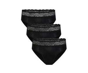 Modibodi Sensual Hi-Waist Bikini Style Period Underwear - Mixed Absorbency Light-Moderate to Heavy Overnight 3 Pack Black 10/S