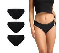 Modibodi Washable Period Underwear 3-pack Full Brief Bikini Bottom Pants for Light to Moderate Flow - Black