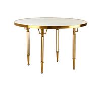 Modica Dining Table - 4 Seater - 120cm - Round - White Concrete with Gold Base