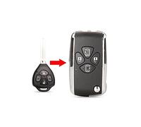 Modified 4 Button Flip Key Shell Compatible with Toyota Alphard Corolla RAV4 Yaris Prado Camry Crown Avalon Remote Key Case Upgrade (Size : 4 Buttons)
