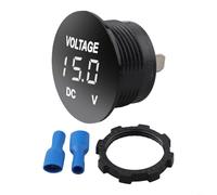 Modified Motorcycle Car Battery Voltmeter 12V 24V DC with LED Digital Display Waterproof for Real Time Voltage Monitoring and 26mm Hole Installation (white)