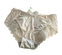 MODINK Underwear women Women's Underwear Bow Lace-up Panties Women's Mid-rise Breathable Ladies Briefs For Women-white-l-1pc