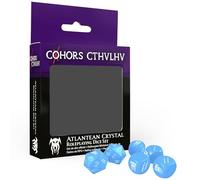 Modiphius Entertainment: Cohors Cthulhu RPG: Atlantean Crystal Dice Pack - 6 Piece Set, Blue & White, 2X d20, 4X d6, Hidden War Emblems, Accessory