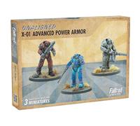 Modiphius Entertainment: Fallout: Wasteland Warfare - Unaligned: X-01 Power Armor - 3 Figures, Unpainted Miniatures, Scenic Bases, Tabletop Miniatures