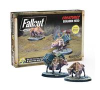 Modiphius Fallout: Wasteland Warfare: Creatures Brahmin Herd | Unpainted RPG miniatures set including 1 regular and 1 pack beast of burden with scenic bases for the Commonwealth wave