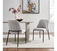 Modish Furnishing Adele Set Of 2 Light Grey Boucle Dining Chair With Black Legs Modish Furnishing Light Grey