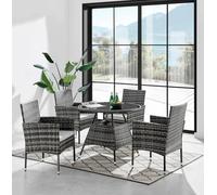Modish Furnishing Athens Grey 4 Seater Rattan Dining Set With Light Grey Cushions Modish Furnishing Grey