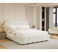 Modish Furnishing Aurora White Boucle Ottoman Storage Bed | Size: King Modish Furnishing White King