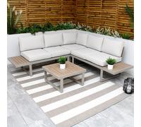 Modish Furnishing Beige Aluminium 5 Seater Modular Corner Sofa Lounge Set in Light Beige Modish Furnishing Light Beige