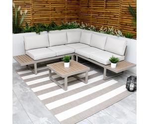 Modish Furnishing Beige Aluminium 5 Seater Modular Corner Sofa Lounge Set in Light Beige Modish Furnishing Light Beige