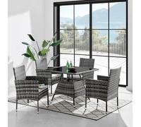 Modish Furnishing Seville Grey 4 Seater Square Rattan Dining Set Set With Light Grey Cushions Modish Furnishing Grey
