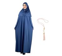 Modish Group Women Prayer Clothes With Hijab Muslim Outfits Long Robe Abaya Turkish Islamic Dresses Dubai Kaftan With Rosary (as8, alpha, one_size, regular, regular, Indigo, One Size)