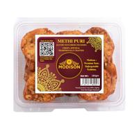 MODISON Methi Puri 180g - Authentic Indian Savoury Fenugr rackers | Crispy & Crunchy Tea-Time Snack | Traditional Recipe with Ghee, Ajwain & Black Pepper | Vegetarian & Hygienically Packed