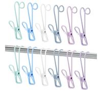 Modixun 12 Pack Clothes Pins with Hooks, Hanging Clips Anti Rust Metal Laundry Hooks, Multifunctional Hanger Clips for Towels Socks Outdoor Clothesline Closet
