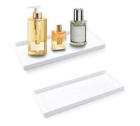 Modixun 2 Pack Bathroom Vanity Tray Countertop, 30cm Silicone Soap Dispenser Tray for Kitchen Sink, Toilet Tank Holder Bathroom Counter Holder for Perfume Candle (White)