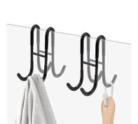 Modixun 2 Pack Double-Sided Towel Hooks for Shower Door, Over Bathroom Frameless Glass Door Rack Hooks for Loofah Robe Shaver, 304 Stainless Steel, Black