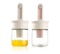 Modixun 2 Pack Glass Oil Dispenser with Brush, Olive Oil Dispenser Bottle with Telescoping Silicone Basting Brush for Kitchen Cooking BBQ Vinegar Sauce Grill Frying