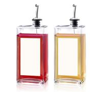 Modixun 2 Pack Olive Oil Dispenser Bottle for Kitchen, 500ml Oil and Vinegar Dispenser Set Glass Cooking Vessel with Automatic Pourers, Soy Sauce Coffee Syrup (Silver)